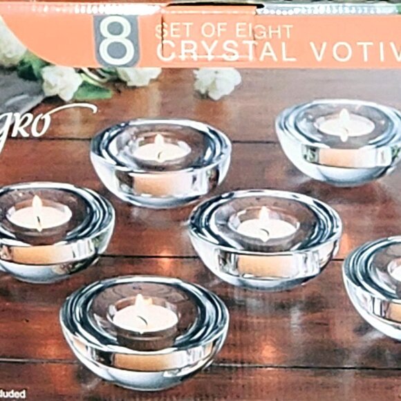 Shannon Crystal Votive Candle Holders Allegro Style, 8 Piece Set - Picture 1 of 3